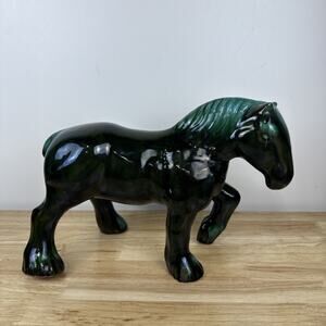 Vintage Clydesdale Horse Blue Moutain Pottery Statue Figure MCM RARE